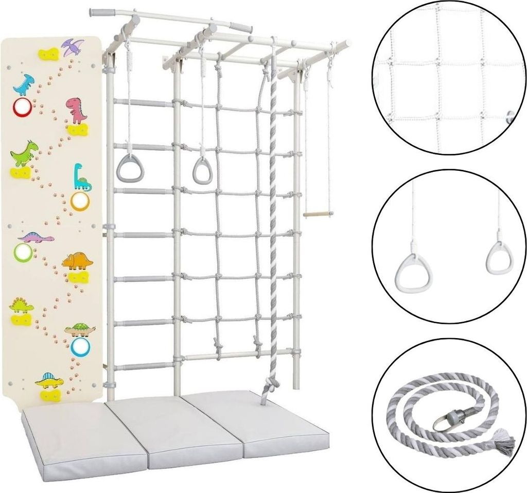 Sprossenwand Klettergerüst indoorComet Next-5 Kinder-Gym- und Kletterset weiß