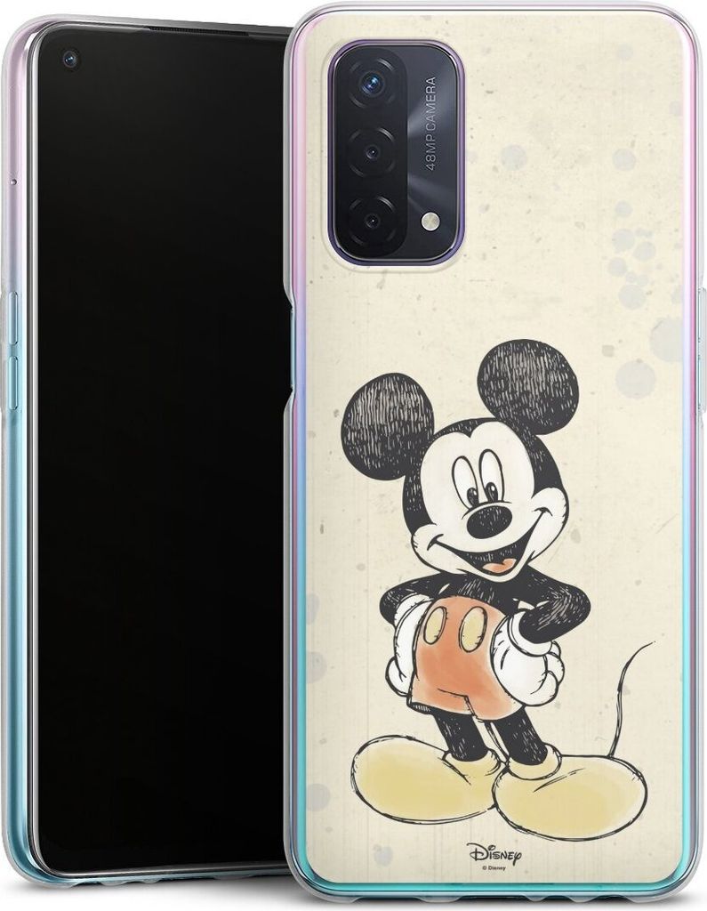 DeinDesign Handyhülle für Oppo A54 5G Silikon Hülle Case Smartphone Schutzhülle Mickey & Minnie Mouse Offizielles Lizenzprodukt Wasserfarbe