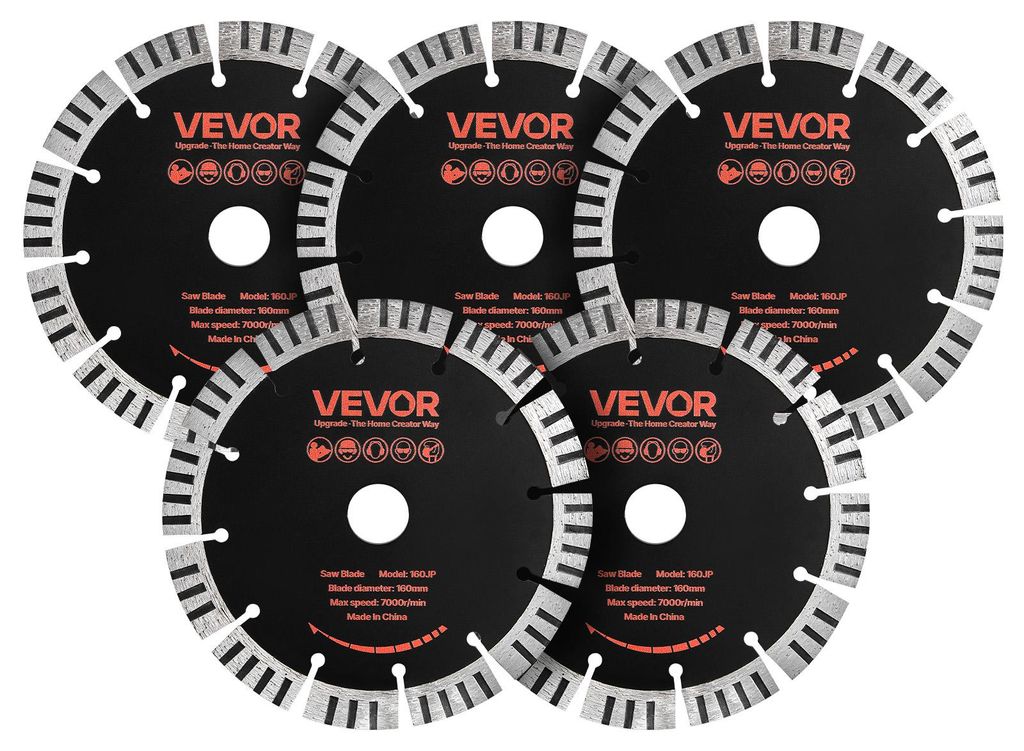 VEVOR, 5 disques de coupe diamant 160 mm, lames de scie Image du produit 