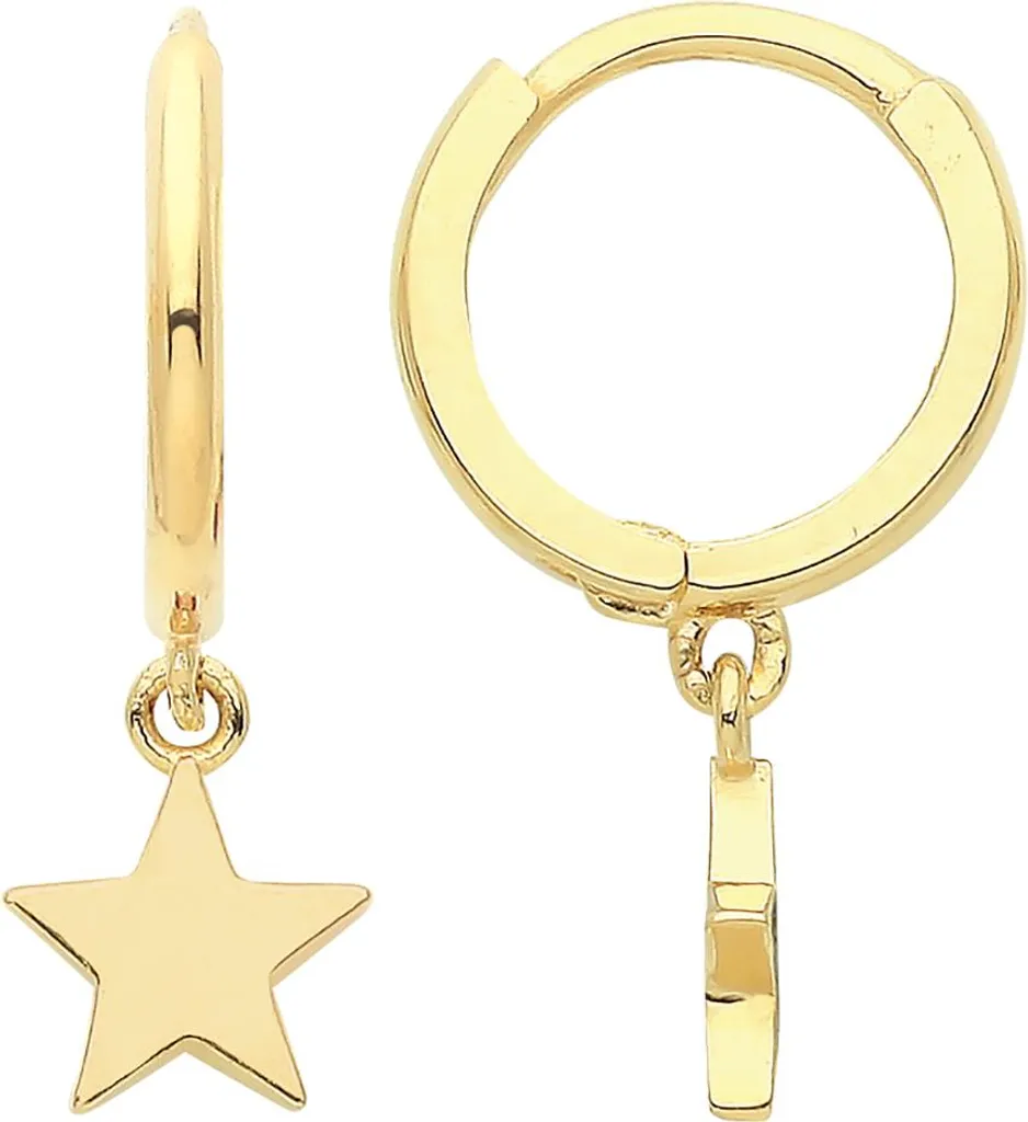 Boucles d'Oreilles Étoile Or 375/1000 : Confort Anti-Allergie 17x6mm