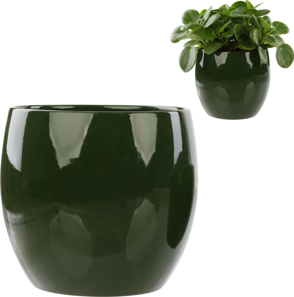 Décoration intérieure : pot de fleurs céramique verte 22 cm chic