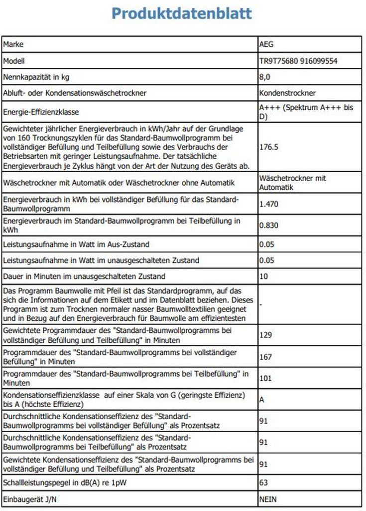 AEG - TR9T75680 - Wärmepumpen-Trockner - 8 kg - Produktbild 12