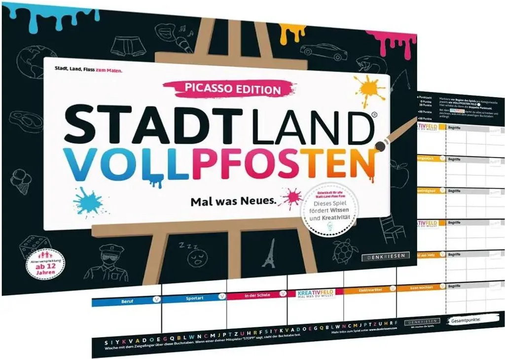 Stadt Land Vollpfosten Picasso Bloc de Jeu de Dessin Multijoueur
