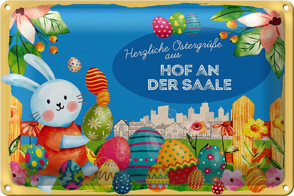 Blechschild Ostern Ostergrüße 40x30cm HOF AN DER SAALE