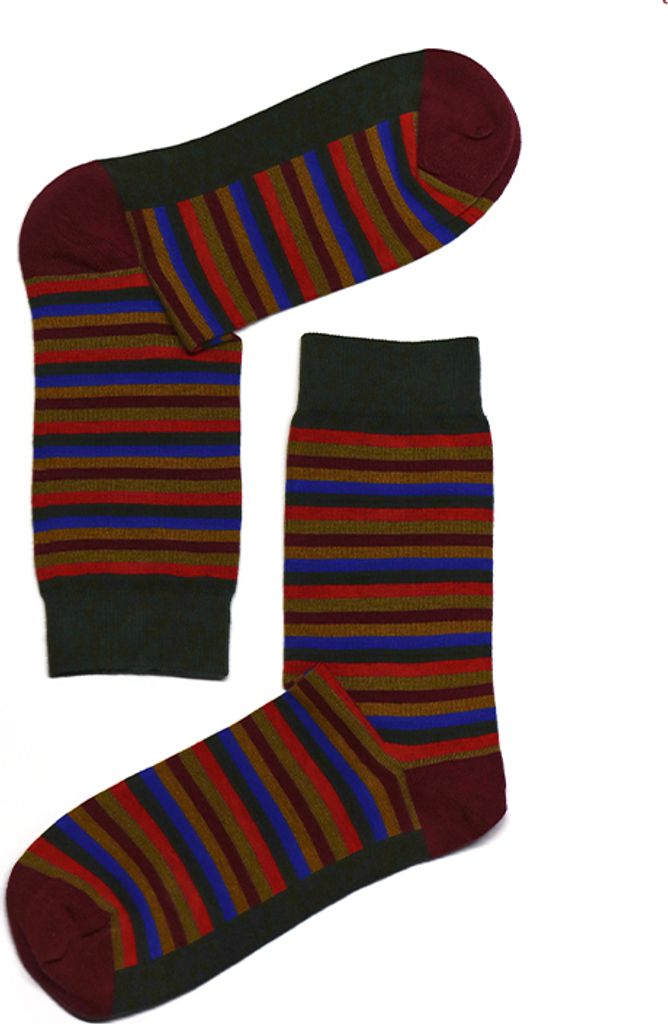 MEGAGROUP 1 Paar Casual Socken Gr. 35-39 gestreifte Strümpfe dunkelrot