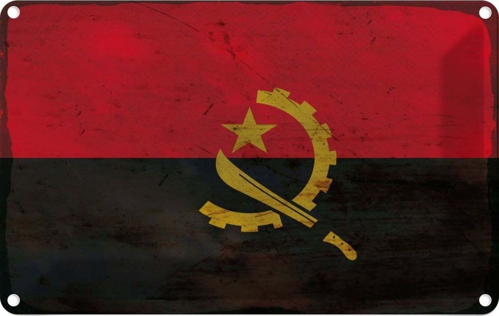 vianmo Blechschild 12x18 cm Angola Rost Flagge Fahne Wappen