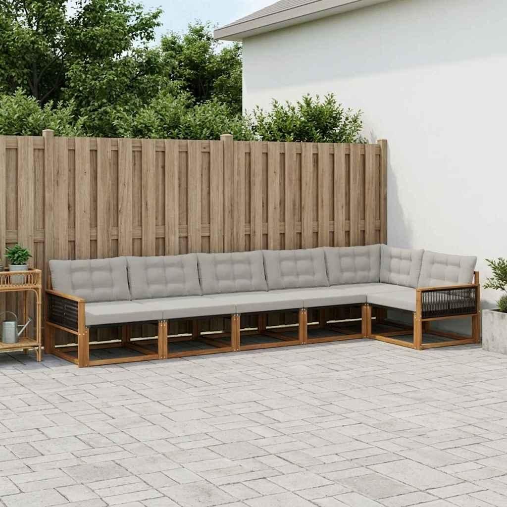 Möbel Outdoor-Sofagarnitur mit Kissen 7 pcs Natürlich und HellgrauGartensofas - Gartensofas c342