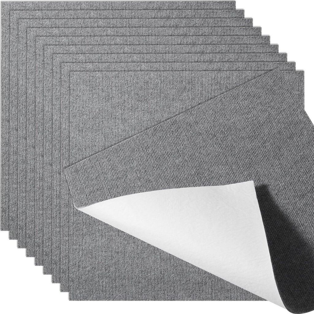 Carpet Tiles Peel and Stick, 24” x 24” Squares Self Adhesive Carpet Floor Tile, Soft Padded Carpet Tiles, Easy Install DIY for Bedroom Living R...