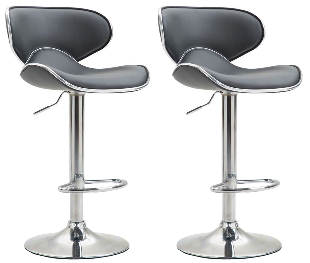 2er Set Barhocker HLO-CP29 V2 Kunstleder chrom  grau Produktbild 