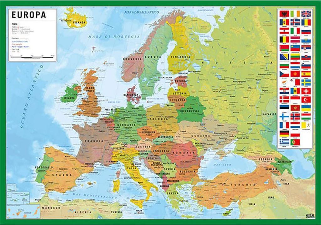 Erik Editores Map Of Europe Schreibtischunterlagen Mehrfarbig Mehrfarbig One Size