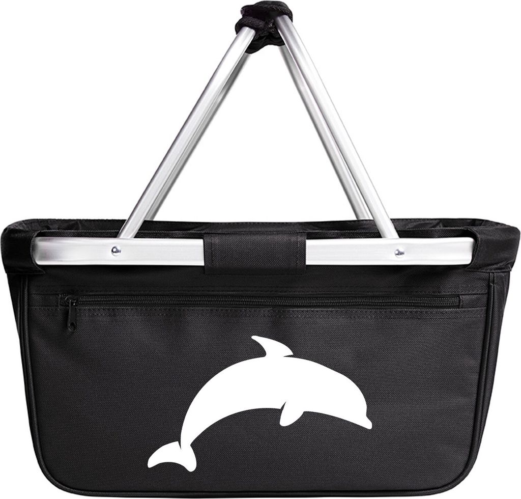 Huuraa Einkaufskorb Delfin Silhouette 20 Liter Black faltbarer Tragekorb Geschenkidee