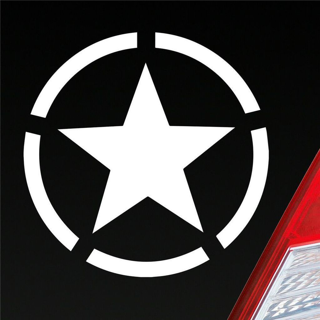 Auto Aufkleber Army Stern Star USA Amerika Militär Armee 10x10 cm Weiss Glanz Sticker Heckscheibenaufkleber