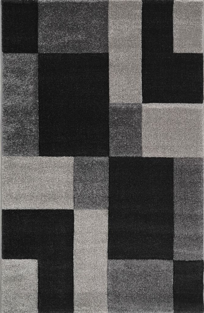Moderner Teppich Kariert Anthrazit Schwarz Weiss Teppich Muster, Maße:160x230 cm