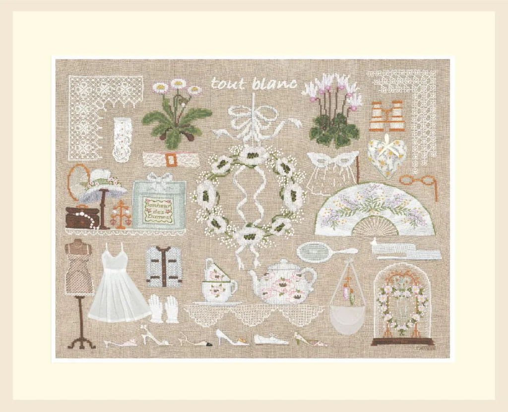Kit Point de Croix Lisible Tout Blanc 46,5x35cm Le Bonheur des Dames DIY