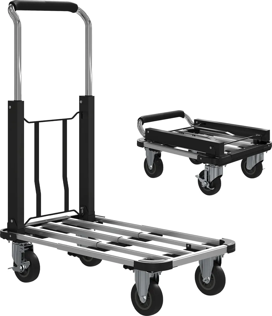 Diable pliable aluminium 150 kg - Chariot extensible 71,5x42x95 cm