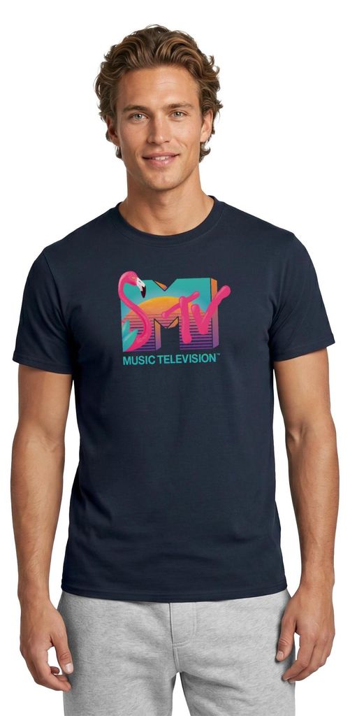 Spreadshirt MTV Music Television Flamingo-Logo Männer T-Shirt, 4XL, Navy
