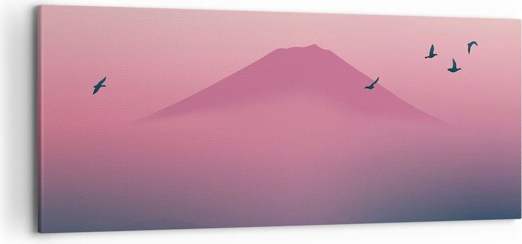 Bild auf Leinwand - Leinwandbild - Vulkan Vogel Natur - 120x50cm - Wand Bild - Wanddeko - Leinwanddruck - Bilder - Kunstdruck - Wanddekoration - Le...