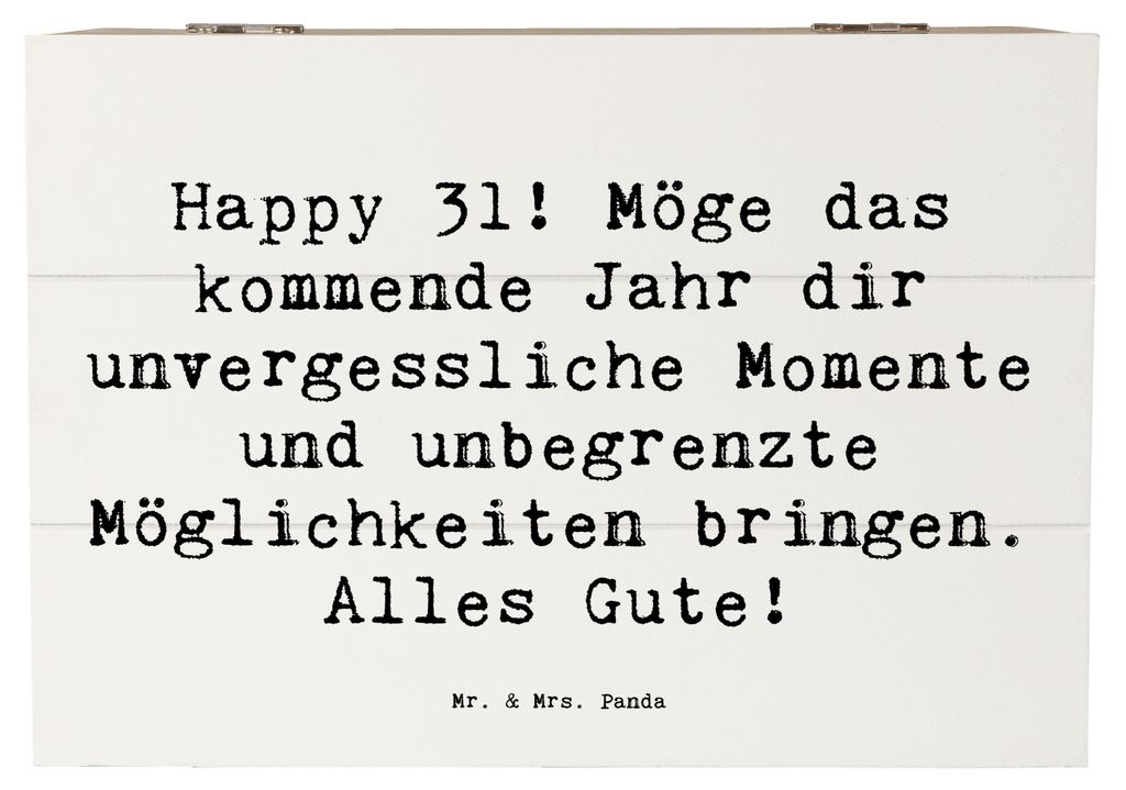 Mr. & Mrs. Panda Kiste Spruch 31. Geburtstag 22 x 15 cm - Weiß - Geschenk, Alter, Schatzkiste, Happy Birthday, Chancen, Truhe, fotobox, Box, Abent...
