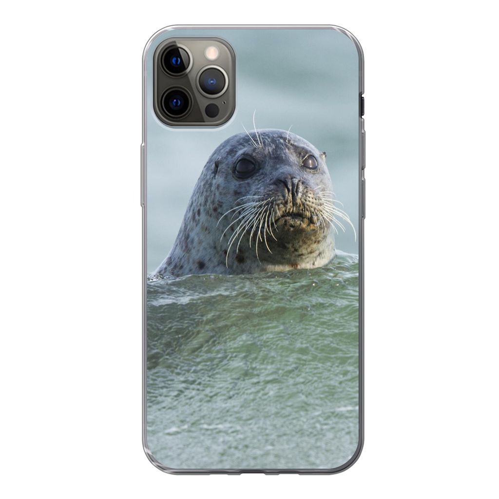 MuchoWow Handyhülle Schutzhülle Hülle für iPhone 13 Pro Max Nordsee - Seehund - Wasser Silikon Softcase Handy Hülle - Mobiltelefon