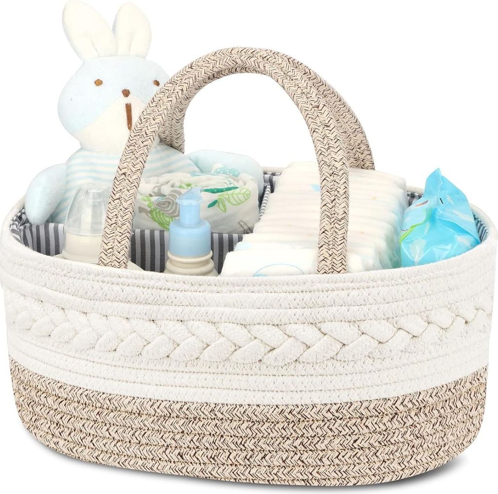 Luierorganizer für die Wickeltisch, Wickelcaddy mit Fächern und Griffen, Geschenke für Neugeborene