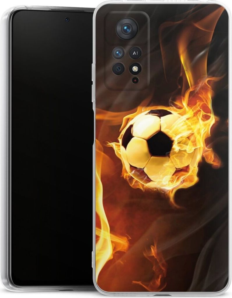 DeinDesign Handyhülle für Xiaomi Redmi Note 11 Pro 4G Silikon Hülle Case Smartphone Schutzhülle Ball Feuer Fußball