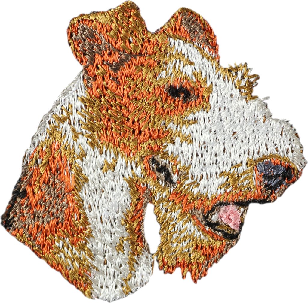 Fox Terrier Drahthaar, Foxterrier - Hund geformtes Aufnäher, besticktes Patch, einzigartiges Nachbildung für den Rucksack der Marke Art-Dog
