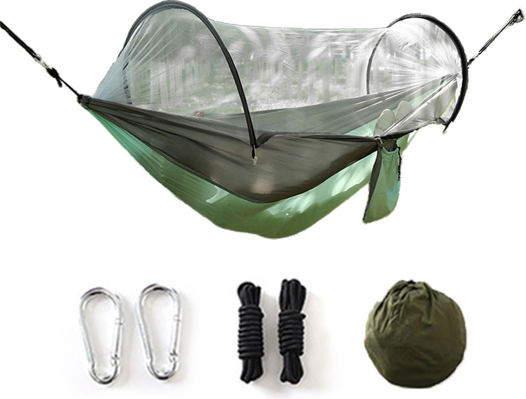Camping-Hängematte mit Mückennetz, 200 kg, atmungsaktiv, leicht, tragbar, Einzelhängematte mit Baumgurten, einfach aufzubauen, Wanderhängematte...