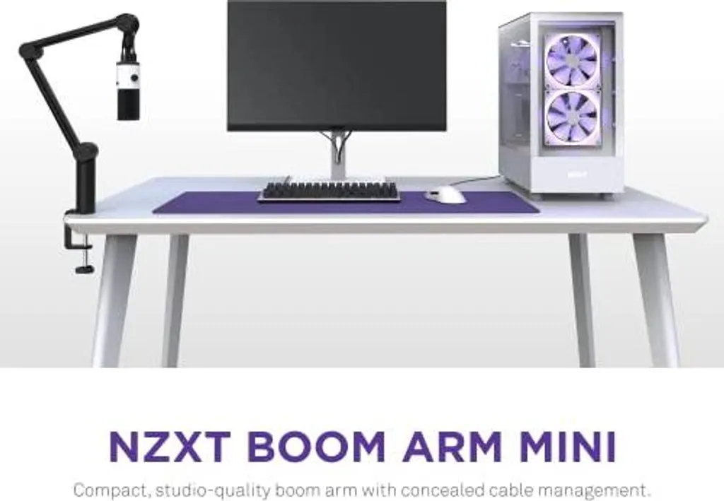 Support micro NZXT Boom Arm Mini noir idéal pour streaming et gaming