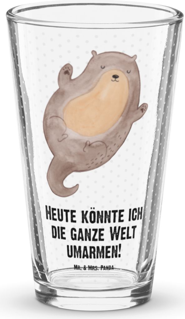Mr. & Mrs. Panda Wasserglas Otter Umarmen - Transparent - Geschenk, gut Gelaunt, Seeotter See, Glas, Bierglas, Hallo, Cocktailglas, glücklich, Pin...