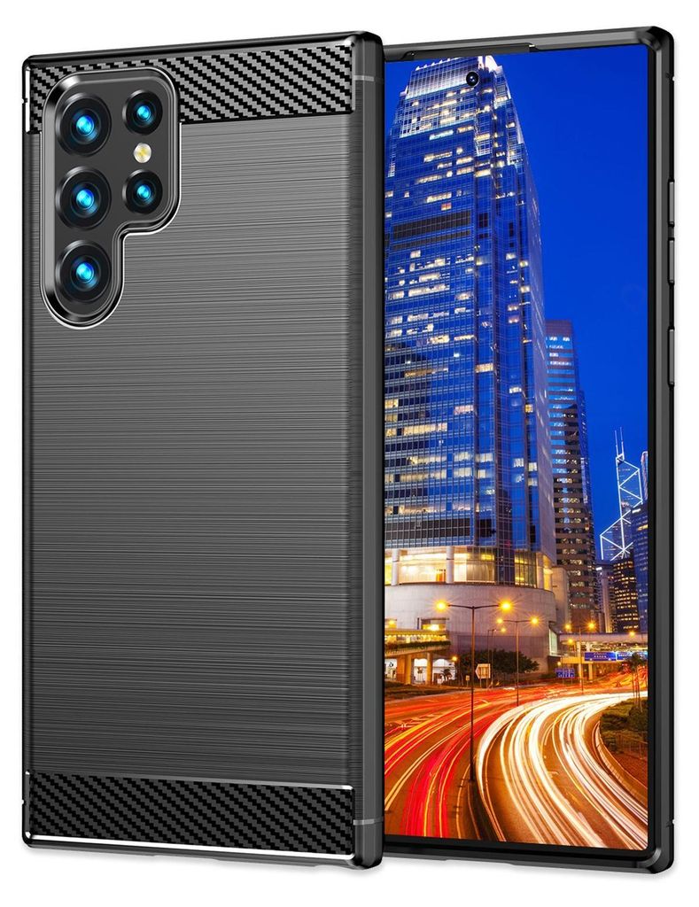 NALIA Carbon-Style Silikonhülle für Samsung Galaxy S24 Ultra Hülle, Matt-Schwarze Schutzhülle mit Kohlefaser-Struktur