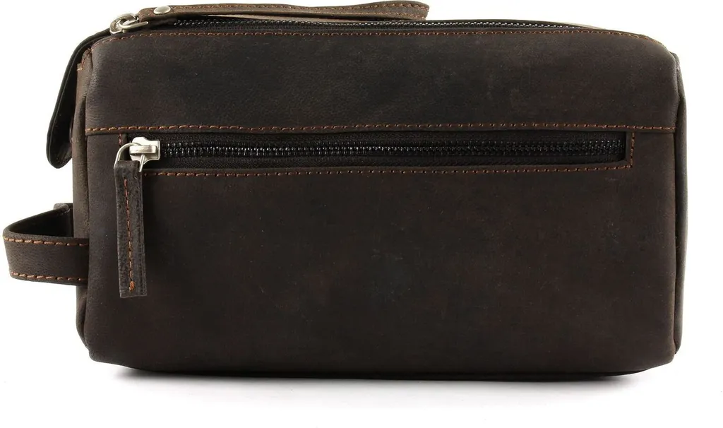 GreenLand Nature Westcoast Washbag in Vera Pelle Marrone - Offerta Online