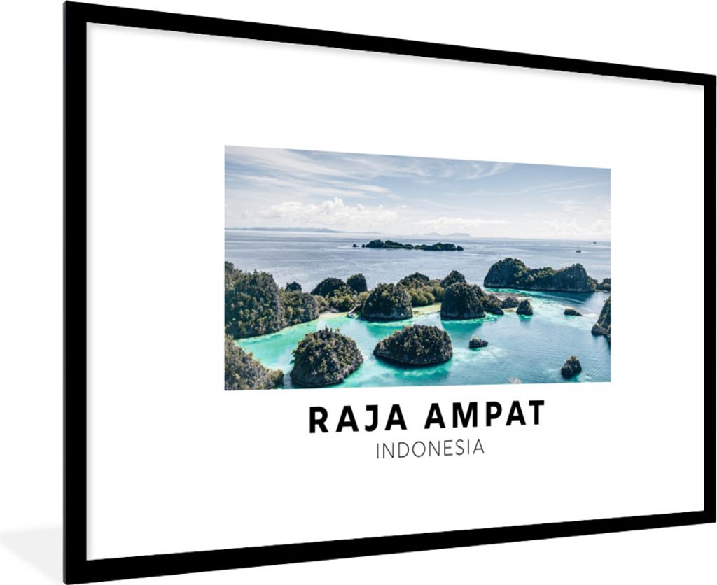 MuchoWow Gerahmtes Poster Indonesien - Insel - Meer 90x60 cm - Poster mit Schwarzem Bilderrahmen Wandposter Rahmen Foto Bilder - Wanddekoration -...