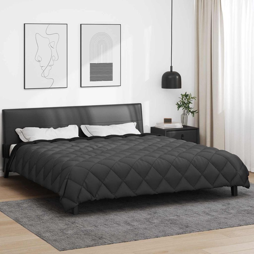"Schlussverkauf" Winterbettdecke Extra weich - Antiallergisch - Schwarz und Anthrazit 220x200 cm Mikrofaser C6397