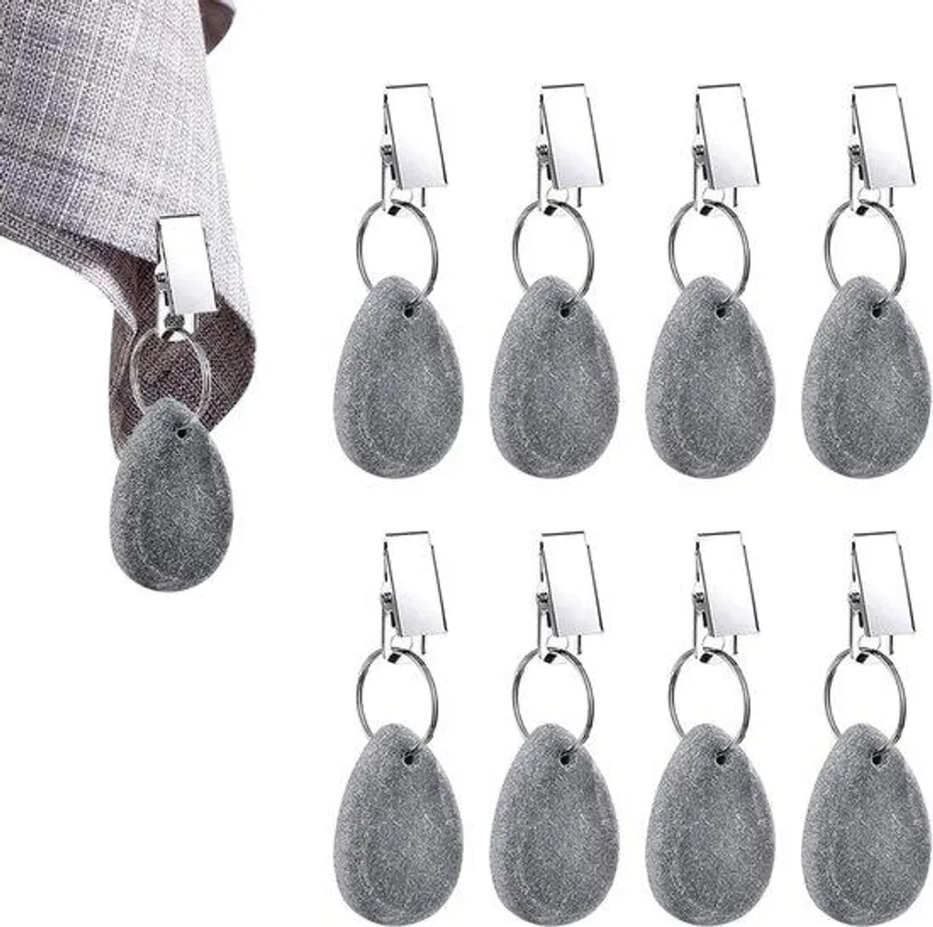 Pince nappe ultra-résistante en pierre pour pique-nique et camping - 8 pcs