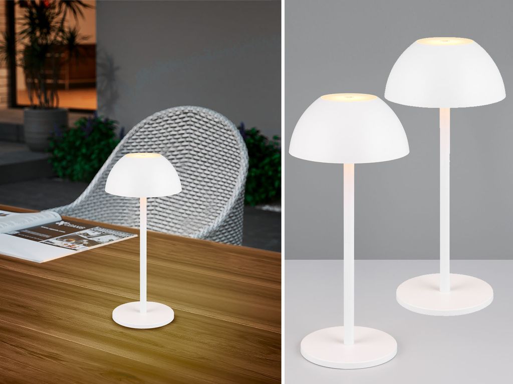 2er SET Akku LED Outdoor Touch Tischlampen ohne Kabel in Weiß - 30cm klein