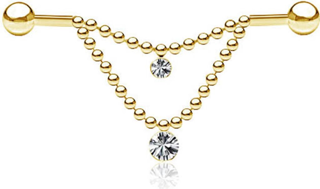 viva-adorno Industrial Piercing Scaffold Kette Kettchen Anhänger Kristall Opal Ohr Piercing gold Z572, Zirkonia