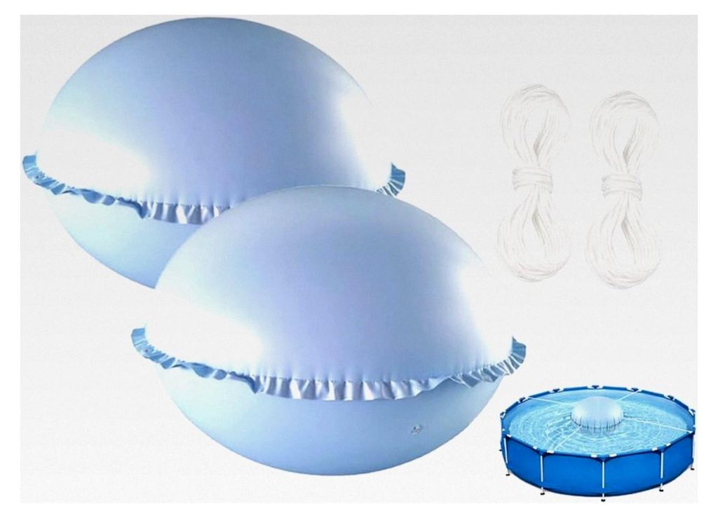 2 Stück Poolkissen, 120x120 cm Luftkissen für den Winter, Zubehör für Schwimmbäder, aufblasbare Winterkissen, mit 15 m Seil