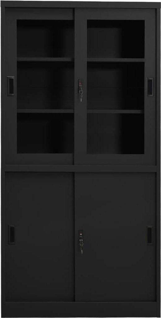 vidaXL Büroschrank mit Schiebetür Anthrazit 90x40x180 cm Stahl