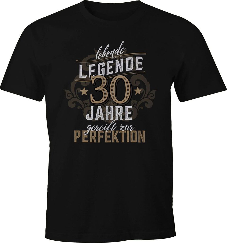 Herren Geschenk T-Shirt Geburtstag Lebende Legende 30-80 Jahre Moonworks 30 schwarz XL