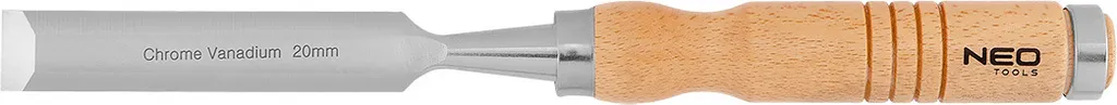 NEO TOOLS scalpello per legno, scalpello, sgorbia, larghezza lama 10-38 mm, lama in acciaio al CrV, manico in legno per il massimo comfort, rinforzo antiurto (20 mm)