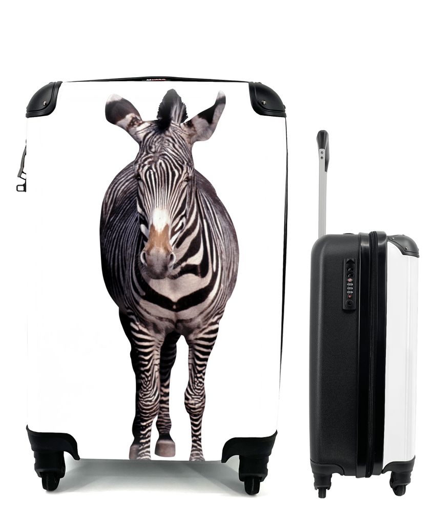 MuchoWow Koffer Handgepäck Trolley Rollkoffer Kleine Reisekoffer mit 4 Rollen - Zebra auf weißem Hintergrund - Cabin Size < 55x40x23 cm & 55x40...