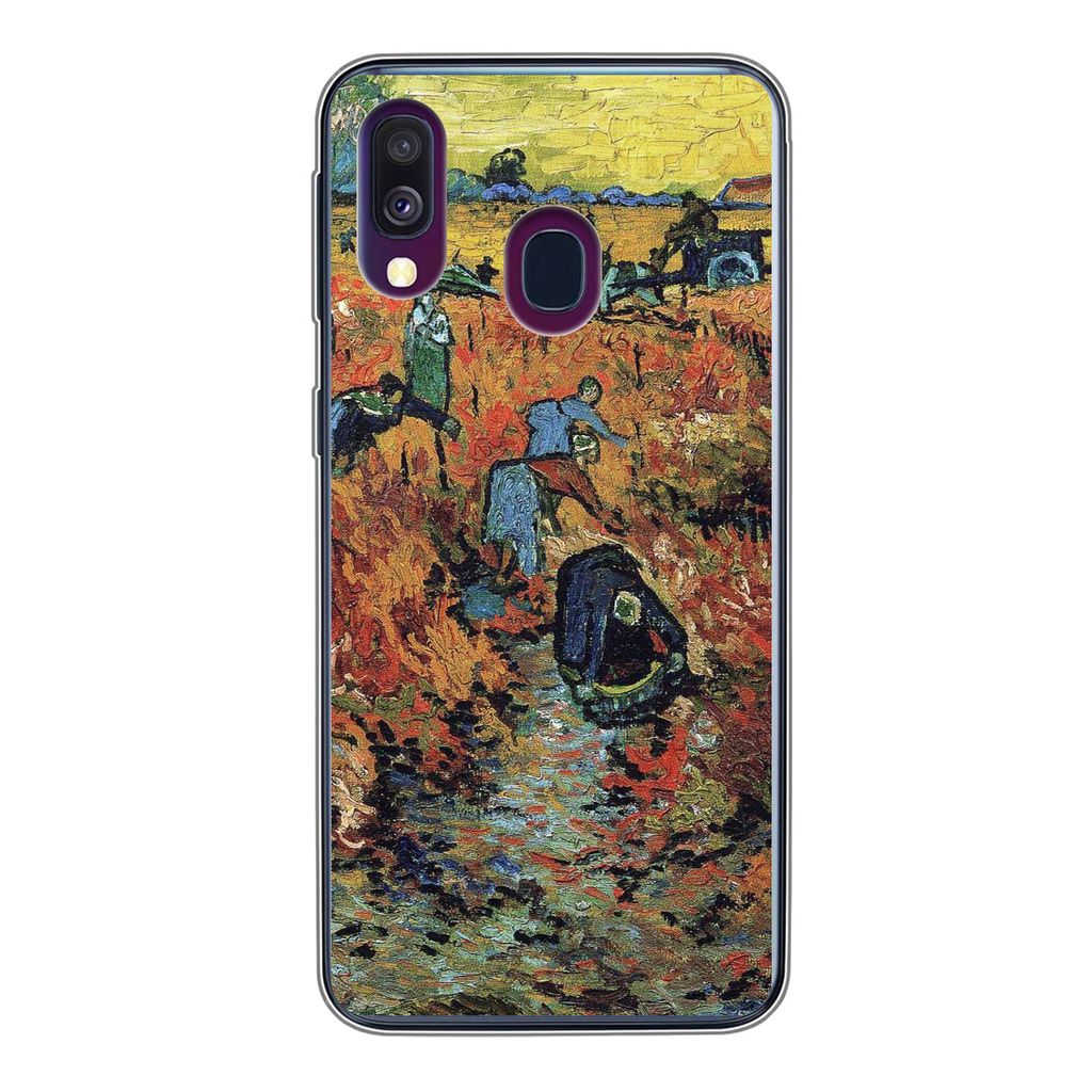 MuchoWow Handyhülle Schutzhülle Hülle für Samsung Galaxy A40 Der rote Weinberg - Vincent van Gogh Silikon Softcase Handy Hülle - Handy-Tasche
