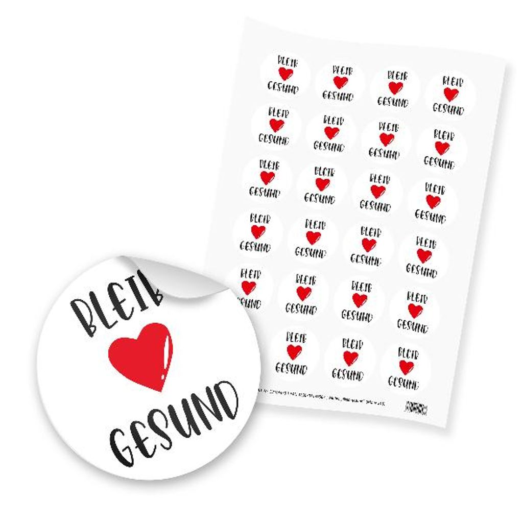 itenga 24x Sticker "Bleib gesund" schwarz weiß rot (Motiv 210)