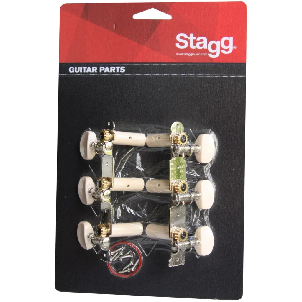 Mécaniques Guitare Classique Stagg KG352 - Boutons Lyre Blancs - 6 Pcs