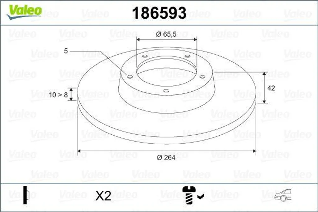 Disque de frein ventilé avant pour Opel Combo Meriva et Astra G H Valeo