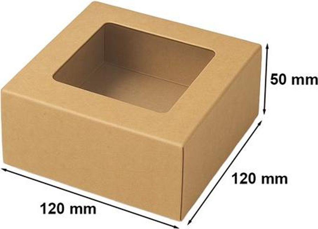 Magnetische Geschenkbox Kraft mit Fenster 120 x 120 x 50 mm (außen)
