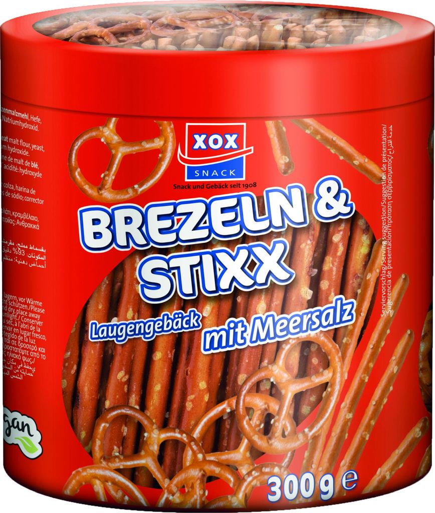 XOX Salzstangen Brezeldose knuspriges Laugengebaeck zum Produktbild 