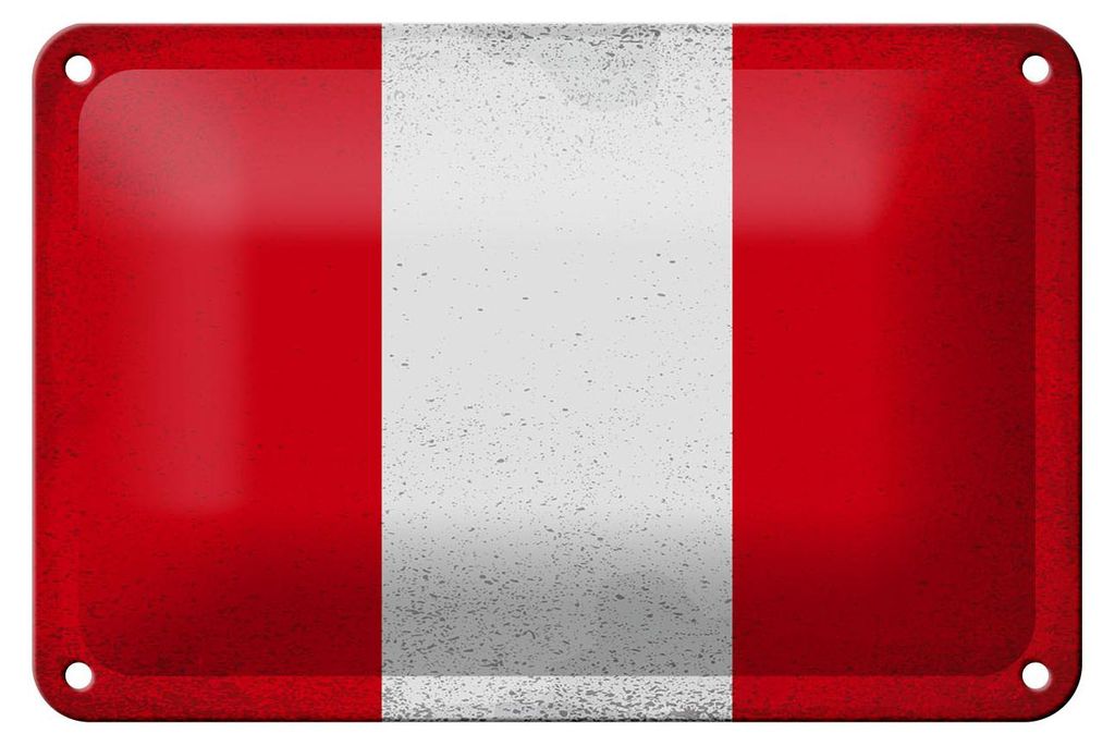 Blechschild Flagge Peru 18x12cm Flag of Peru Vintage Produktbild 