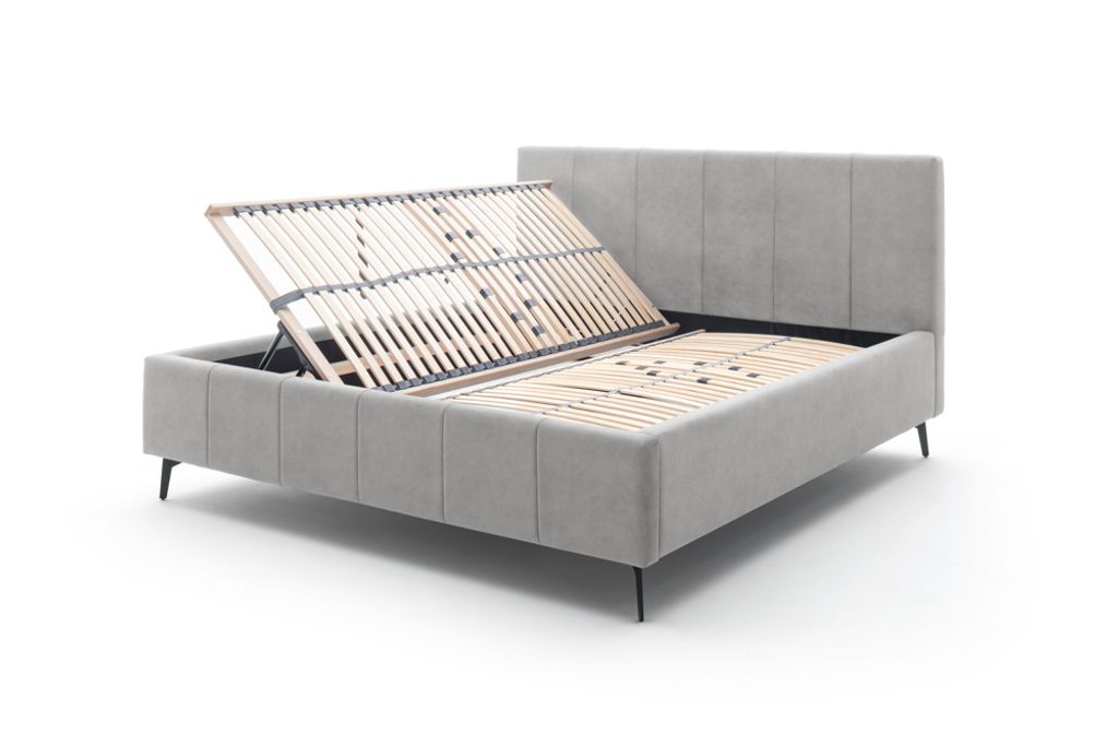 Doppelbett Lizzie 160x200cm mit Stauraum - grau Produktbild 