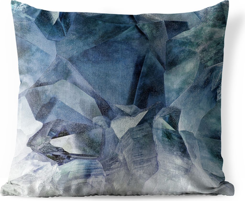 MuchoWow Outdoor Kissen - Das Innere eines blauen Kristalls aus der Natur - 45x45 cm - Wetterfest - Lounge Kissen - Fotokissen - Dekoratives Kissen